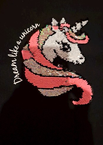 9 Yaş Beden Kız Çocuk Siyah Payetli Uzun Kollu Sweatshirt