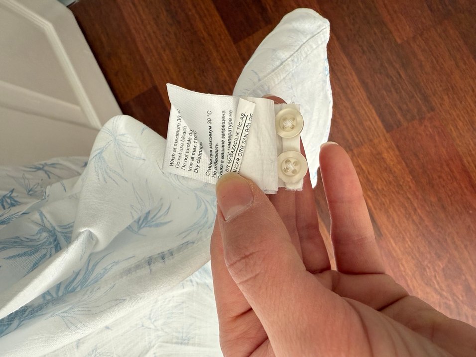 Erkek Beyaz Mavi Desenli Keten Gömlek - Görsel 5