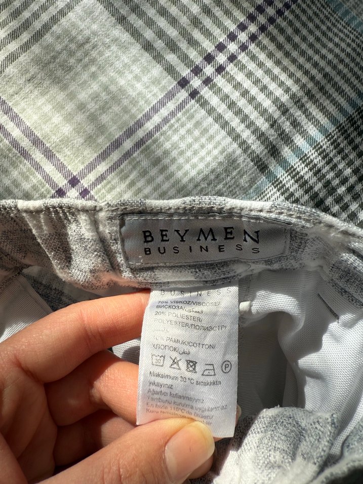 Gri Keten Erkek Şort - Görsel 3