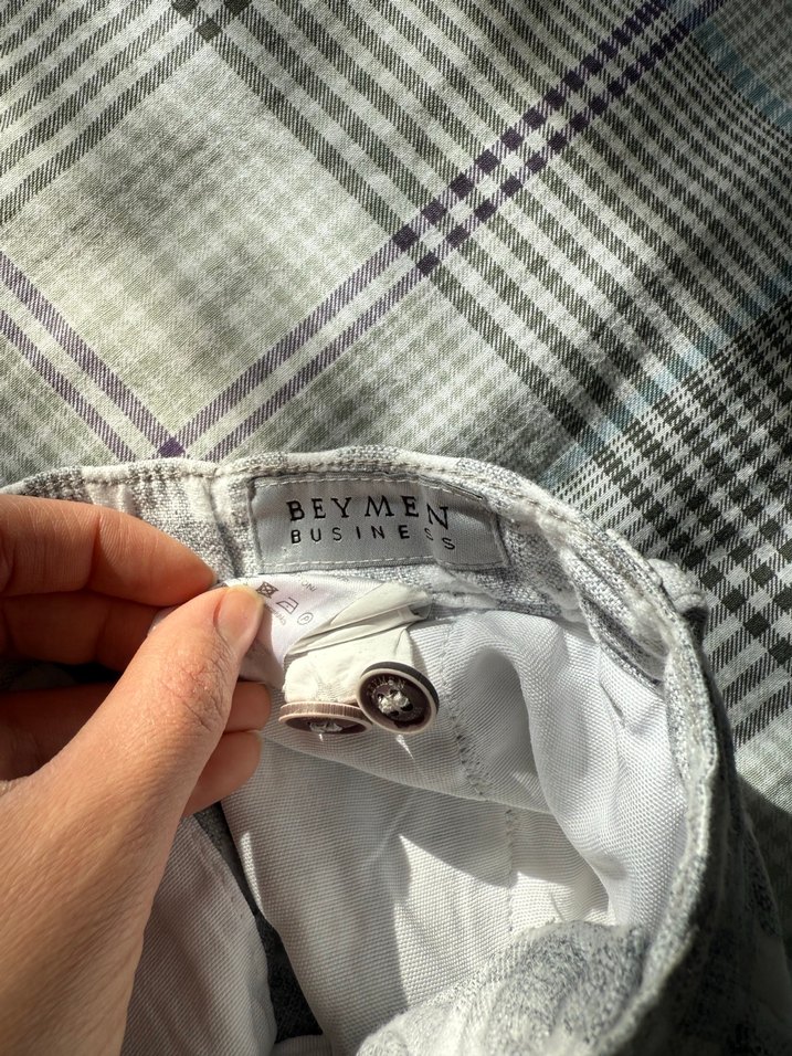 Gri Keten Erkek Şort - Görsel 4