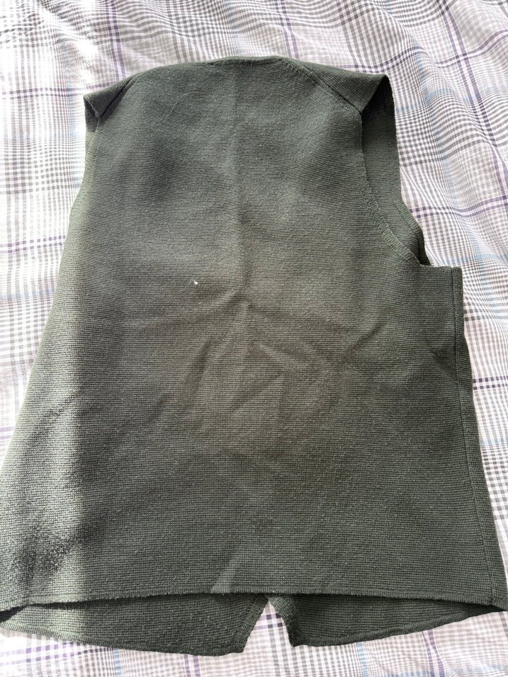 Düğmeli Gri Yün erkekSüveter - Görsel 2