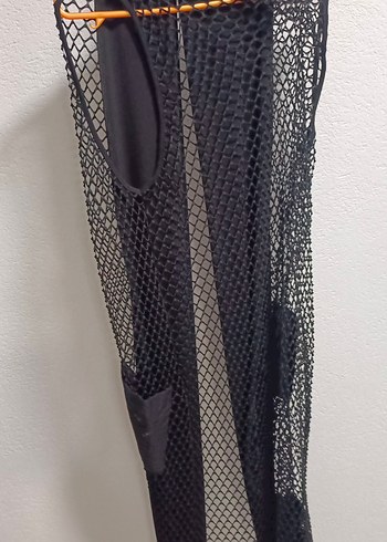 Siyah Uzun Drapeli Halter Yaka Tulum - Görsel 3