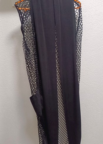 Siyah Uzun Drapeli Halter Yaka Tulum - Görsel 2