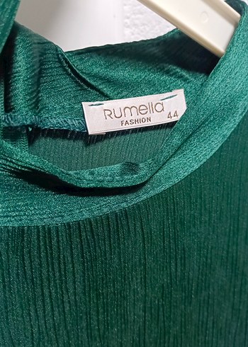 Uzun Yeşil Drapeli Kadın Elbise - Görsel 4