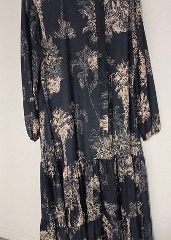 Bohem Siyah Uzun Kollu Uzun Elbise - Görsel 4