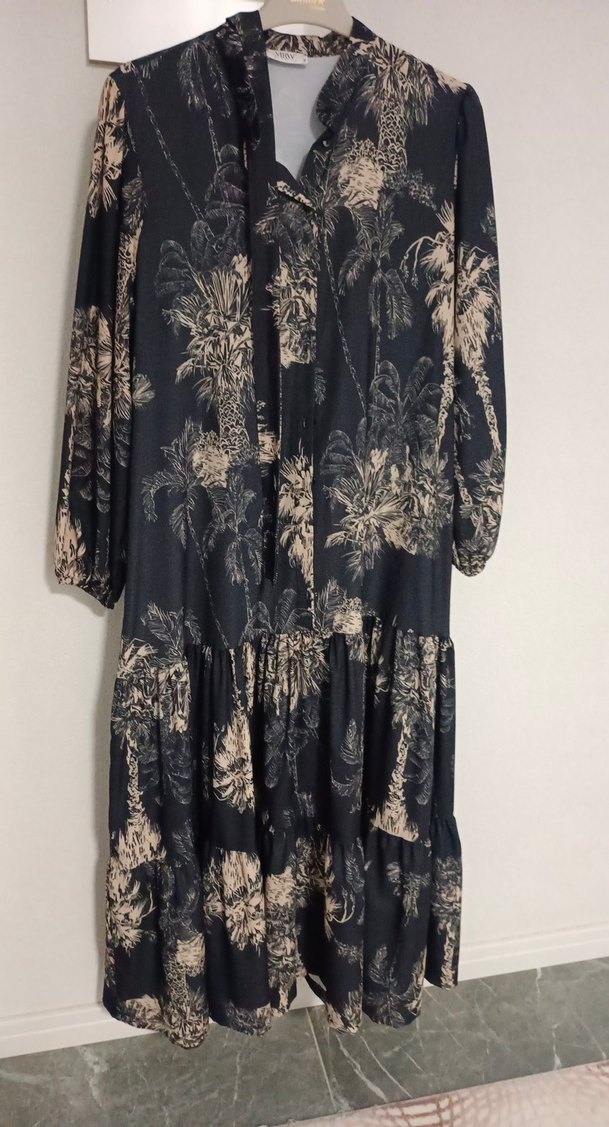 Bohem Siyah Uzun Kollu Uzun Elbise - Görsel 2