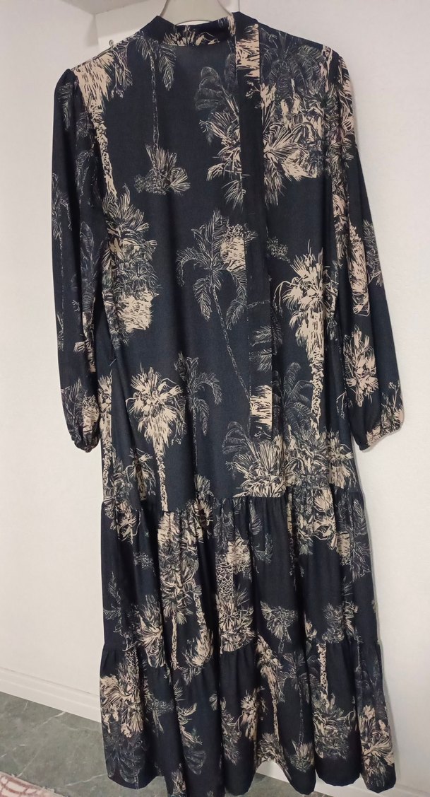 Bohem Siyah Uzun Kollu Uzun Elbise - Görsel 4