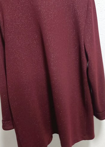 Bordo Düğmeli Midi Kadın Kaban - Görsel 4