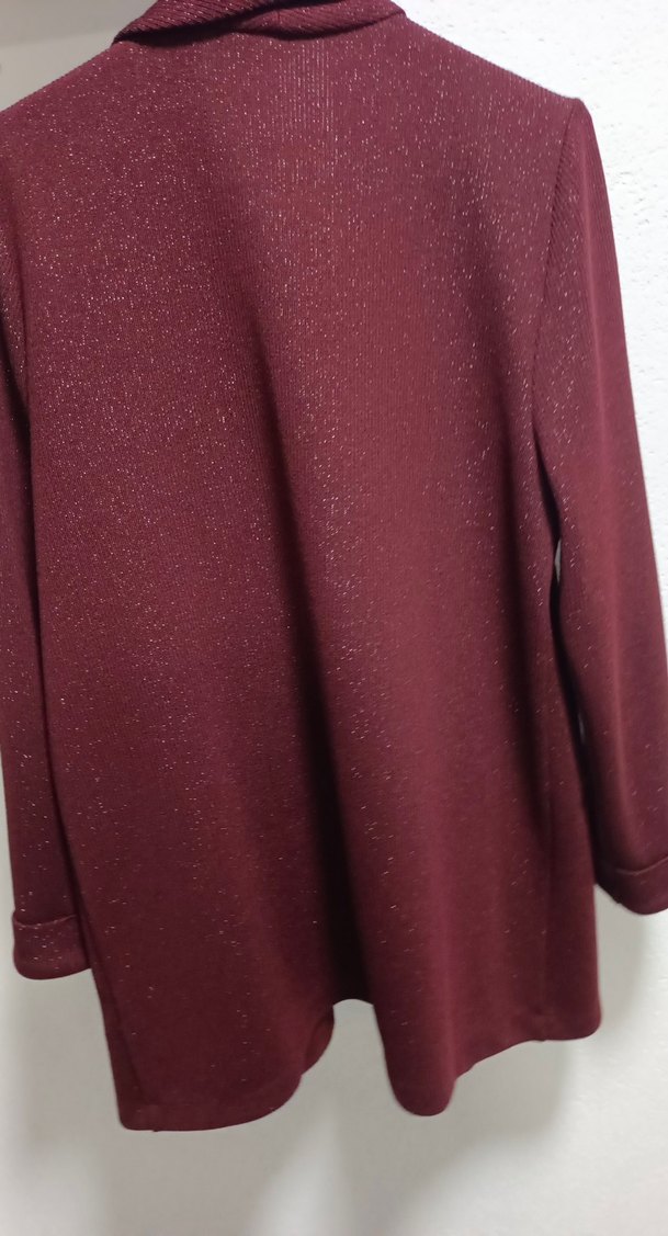 Bordo Düğmeli Midi Kadın Kaban - Görsel 4