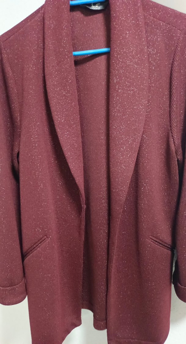 Bordo Düğmeli Midi Kadın Kaban - Görsel 3