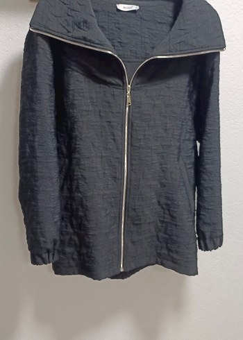 Siyah Keten Midi Fermuarlı Kadın Ceket - Görsel 4