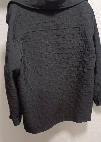 Siyah Keten Midi Fermuarlı Kadın Ceket - Görsel 5