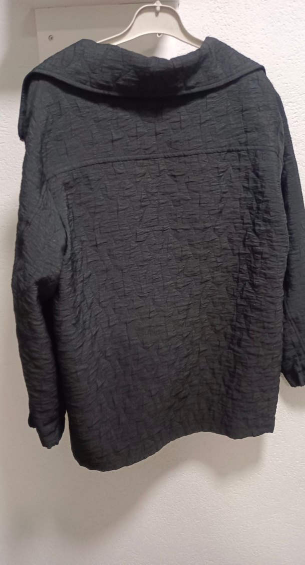 Siyah Keten Midi Fermuarlı Kadın Ceket - Görsel 5