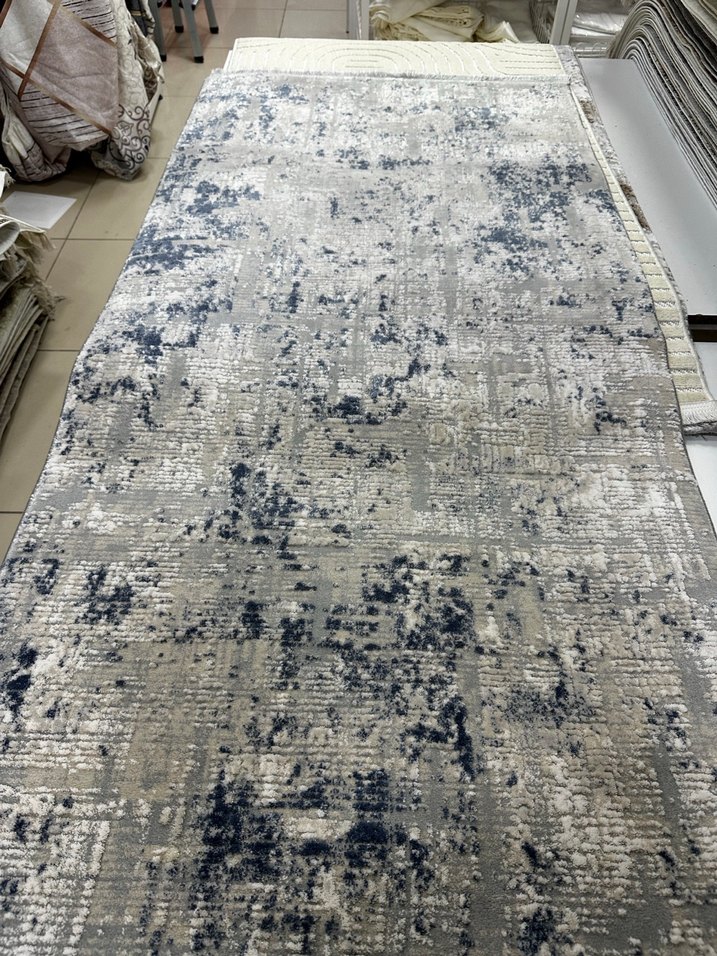 Modern Gri Desenli Halı 100x200 yün - Görsel 2