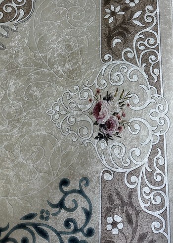 Desenli Beyaz ve Gri Halı 180x280 Yıkanabilir Kaymaz Halı - Görsel 2