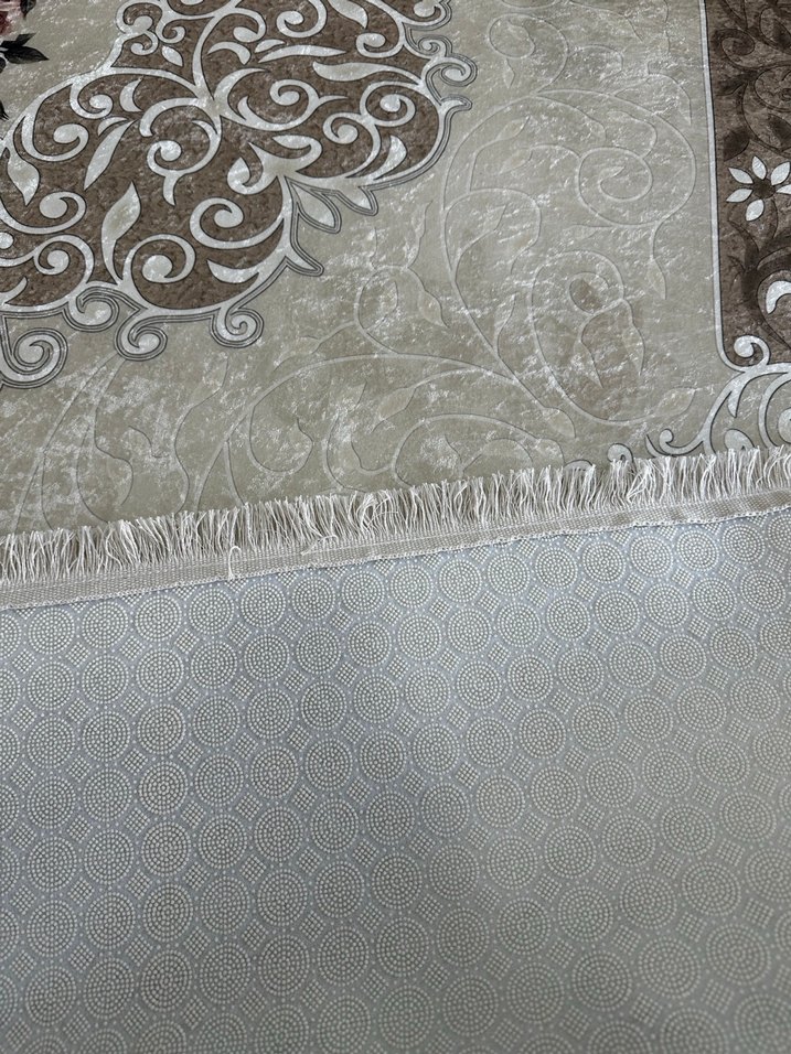 Desenli Beyaz ve Gri Halı 180x280 Yıkanabilir Kaymaz Halı - Görsel 3