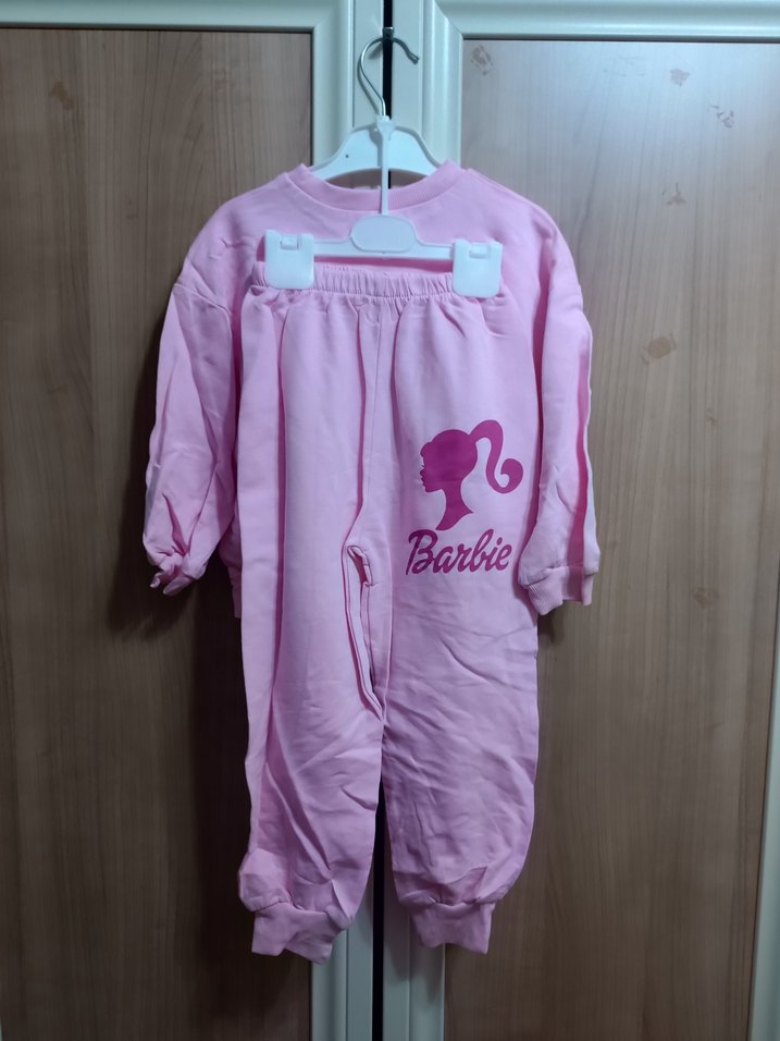 Pembe Barbie Baskılı Kız Eşofman Takımı - Görsel 2