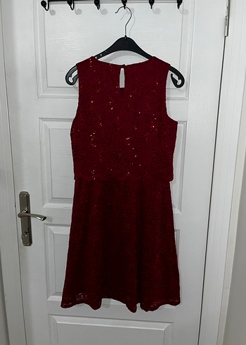 Bordo Parlak Midi Kadın Elbise - Görsel 4