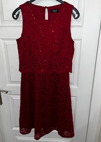 Bordo Parlak Midi Kadın Elbise - Görsel 6