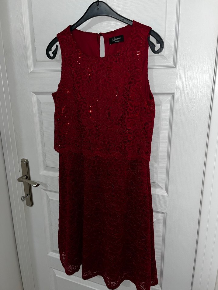 Bordo Parlak Midi Kadın Elbise - Görsel 3