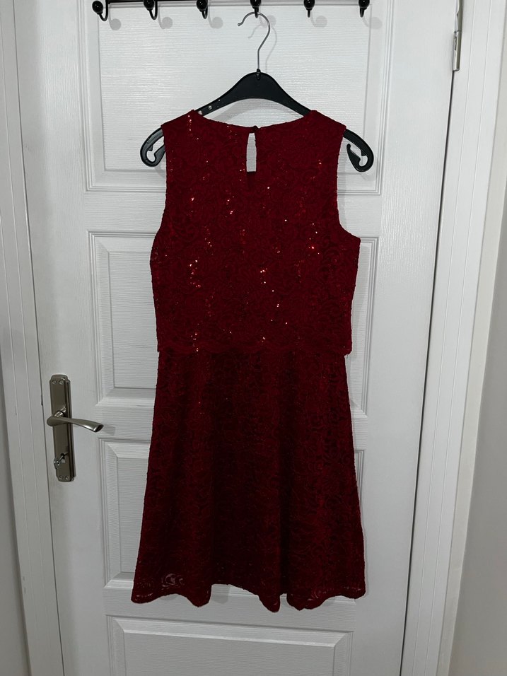 Bordo Parlak Midi Kadın Elbise - Görsel 4