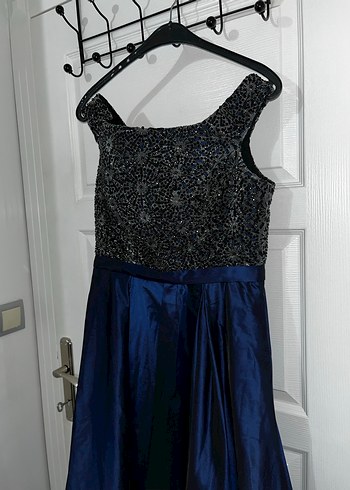 Lacivert Uzun Drapeli Abiye Elbise - Görsel 5