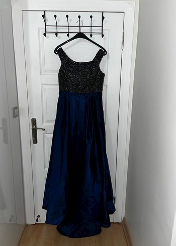 Lacivert Uzun Drapeli Abiye Elbise - Görsel 2