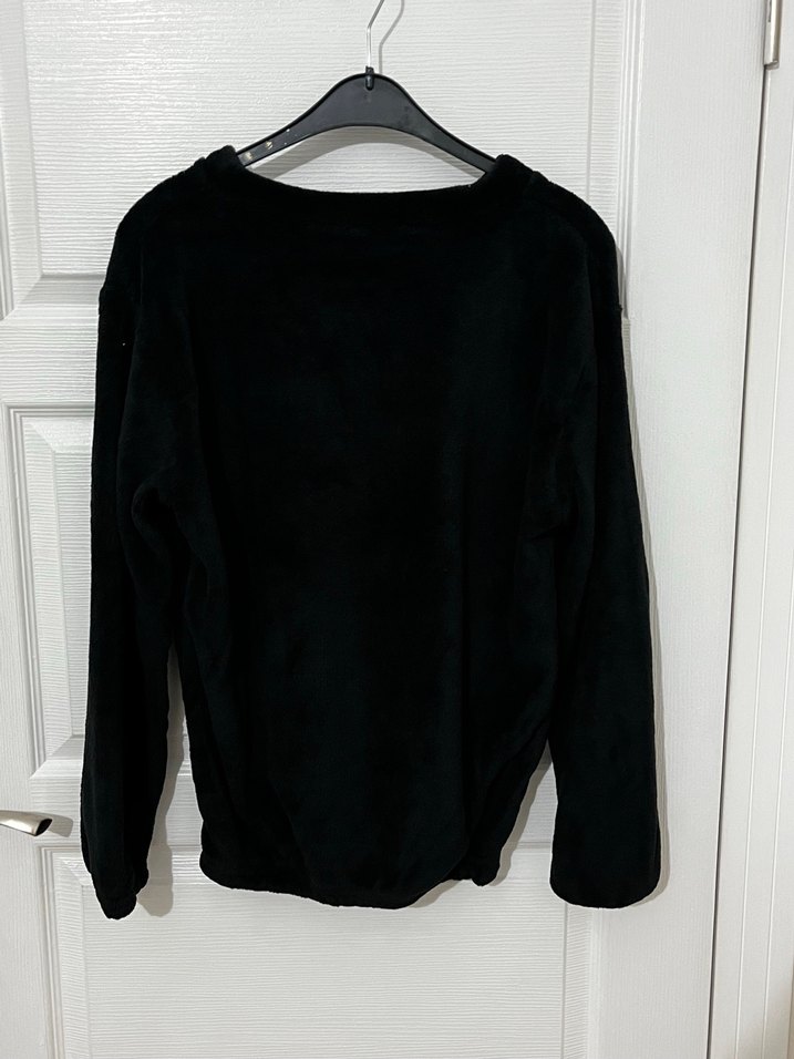 Siyah Kadın Uzun Kollu Sweatshirt - Görsel 2