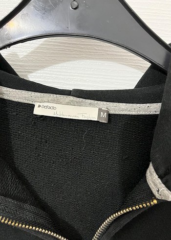 Fermuarlı Siyah Kapüşonlu Sweatshirt - Görsel 2