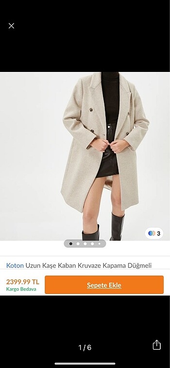 Koton kaşe kaban bej