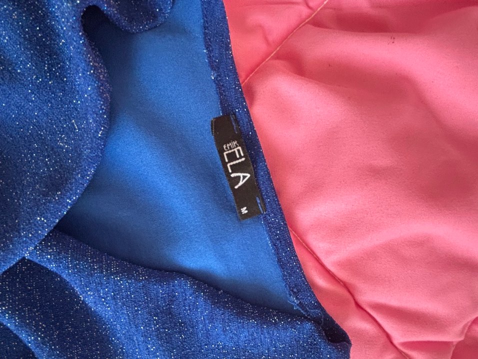 Mavi Drapeli Kadın Midi Abiye Elbise - Görsel 4