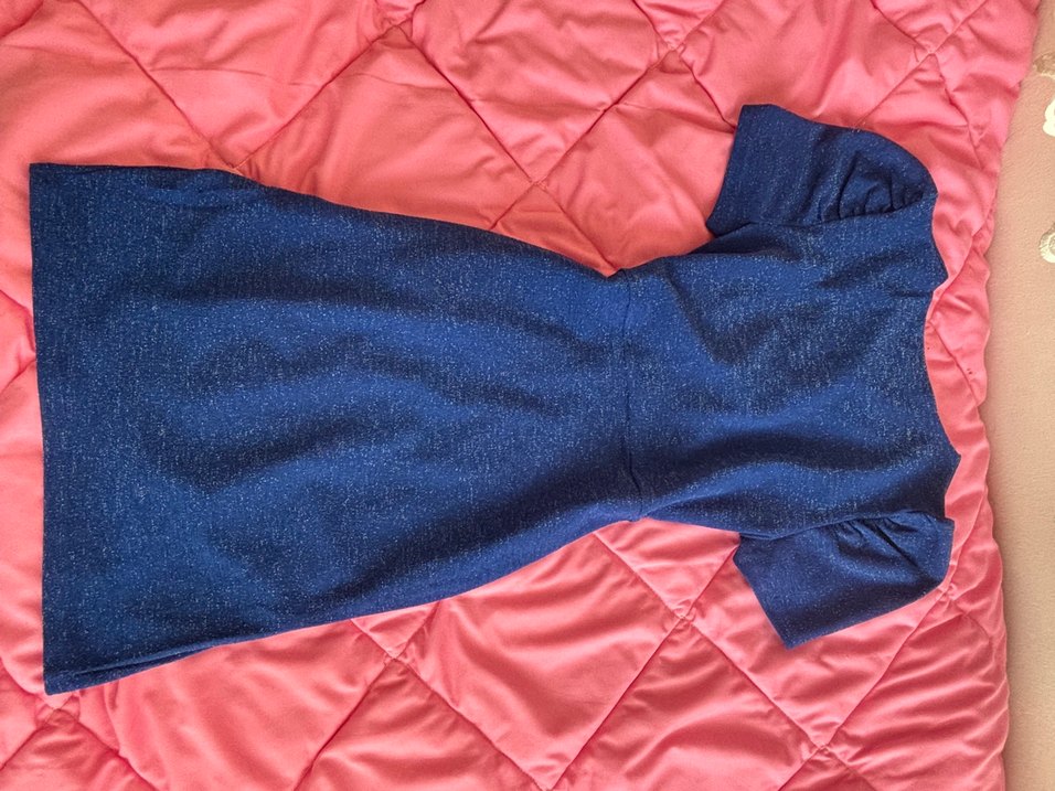 Mavi Drapeli Kadın Midi Abiye Elbise - Görsel 3