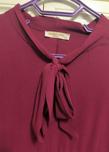 Bordo Uzun Keten Elbise - Görsel 7