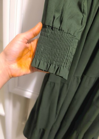 Bordo Uzun Keten Elbise - Görsel 9