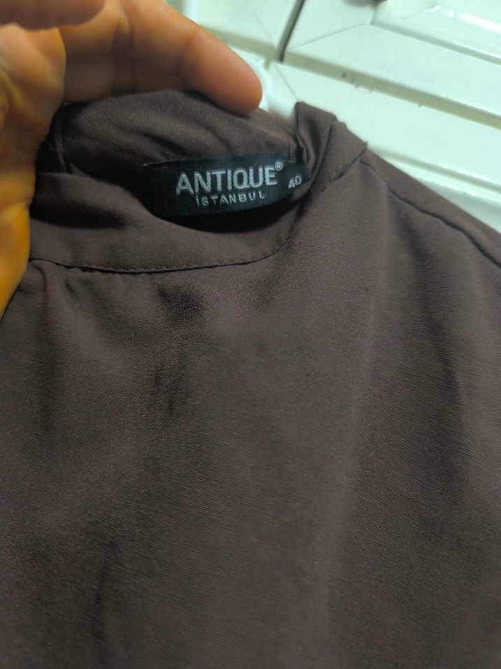 Kadın Kahverengi Uzun Keten Elbise - Görsel 5