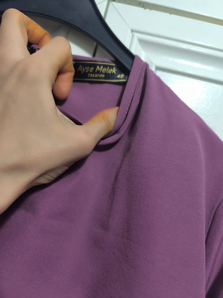 gül kurusu Uzun Salaş Elbise - Görsel 4