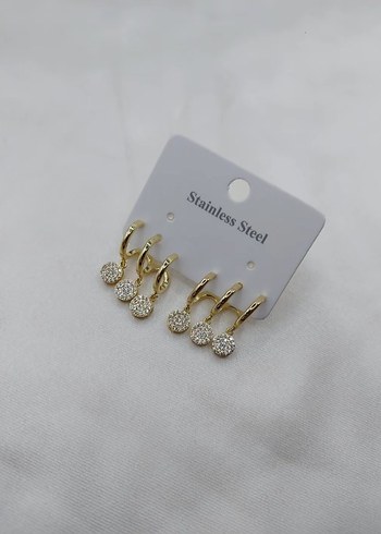 Diğer Altın Renk Mini Sıralı Küçük Halka Küpeler