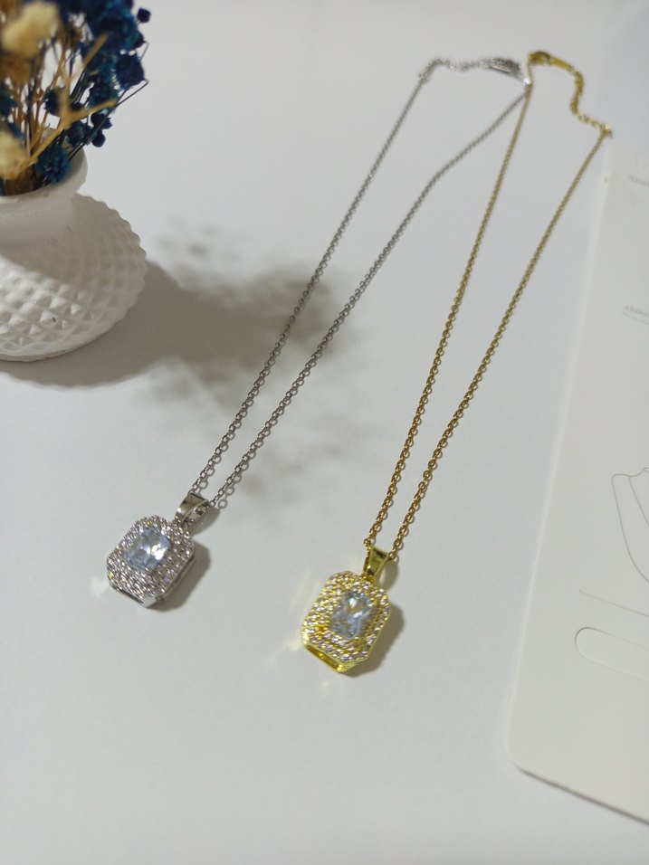 Altın Renk Zincir Detaylı Midi Kolye baget - Görsel 3