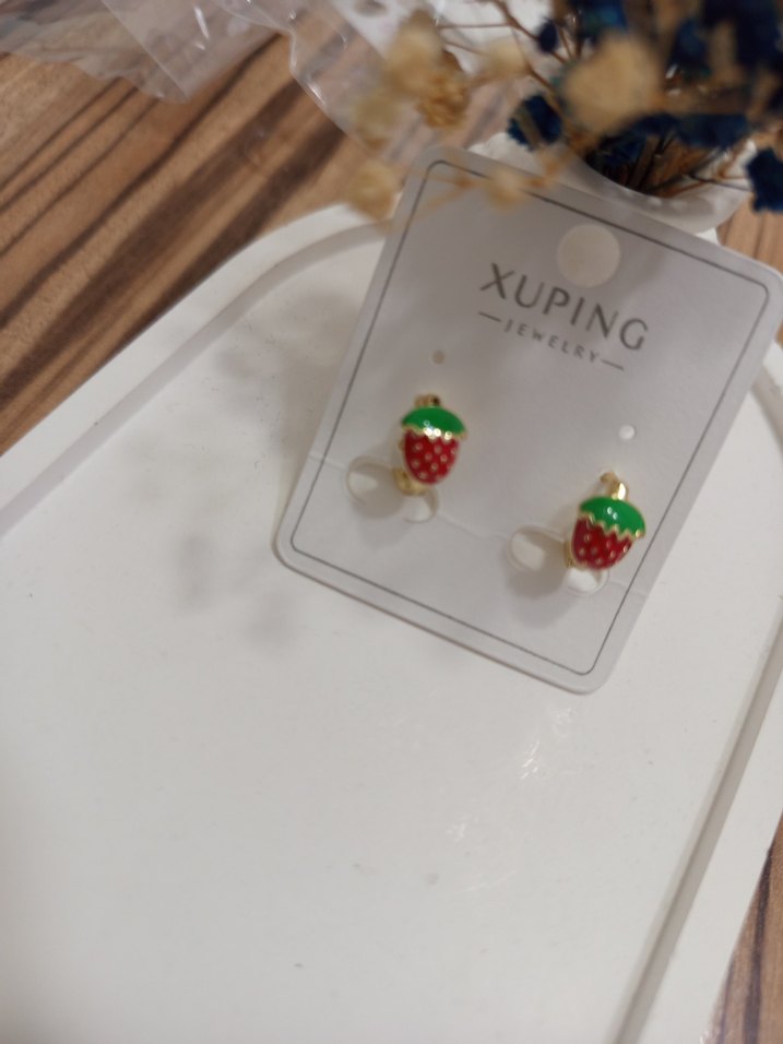 Xuping Mini Renkli Çilek Küpeler - Görsel 2