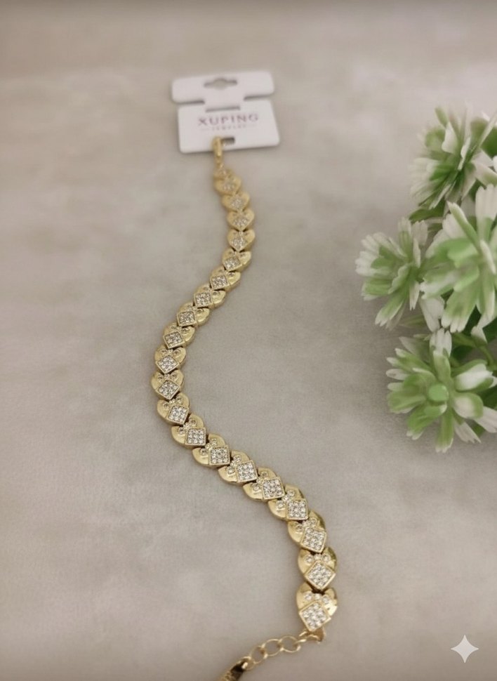 Altın Renk Zincir Detaylı Yılan Desenli Bileklik - Görsel 2