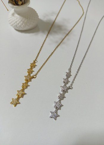 Uzun Zincirli Altın Renkli Yıldızlı Kolye - Görsel 3