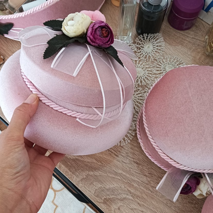 Vintage Pembe Kadife Takı Kutuları - Görsel 2