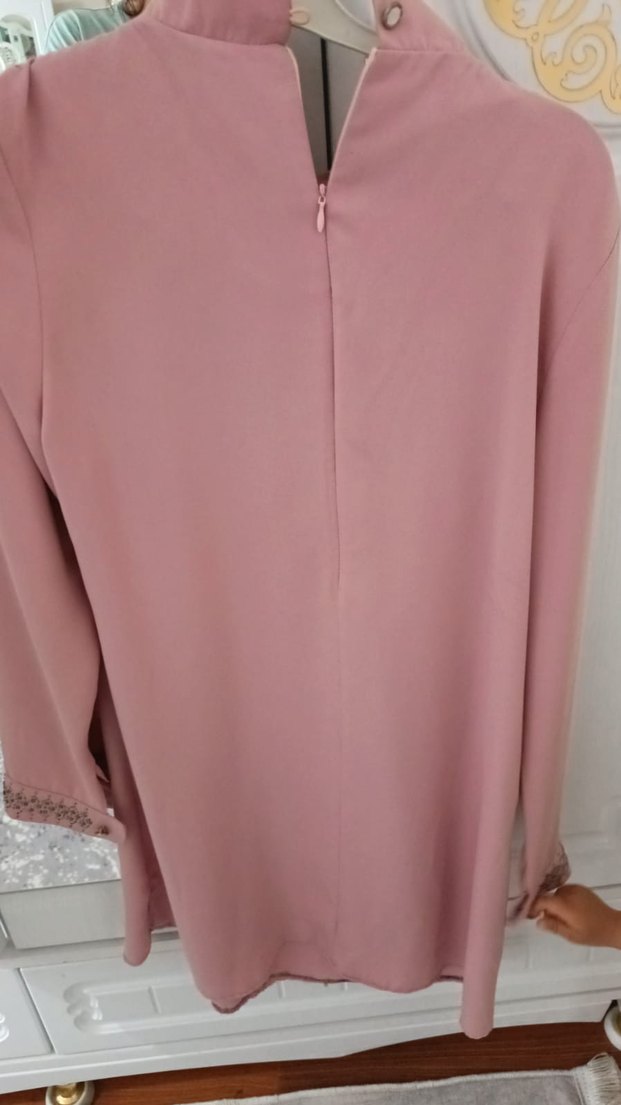 Uzun Kollu Düğmeli Pembe Tunik - Görsel 3