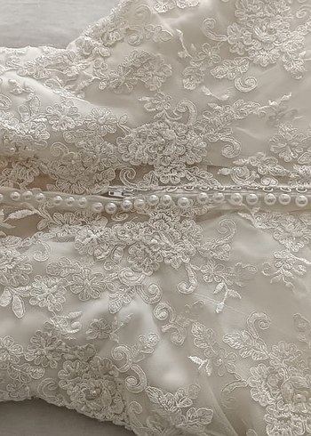 Straplez A Kesim Beyaz Uzun Gelinlik - Görsel 4