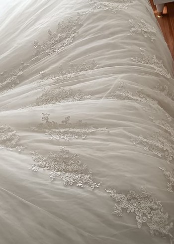 Straplez A Kesim Beyaz Uzun Gelinlik - Görsel 5