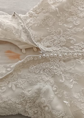 Straplez A Kesim Beyaz Uzun Gelinlik - Görsel 3