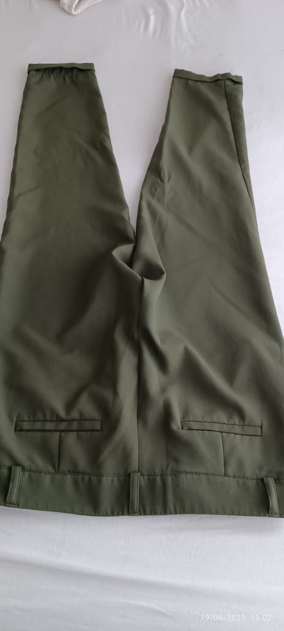 Kadın Haki Normal Boy Pliseli Kumaş Pantolon - Görsel 2