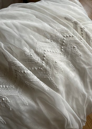 Nakışlı Beyaz Tül Perde - Görsel 2