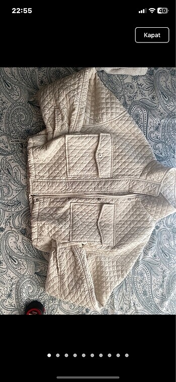bershka krem kapitone crop ceket