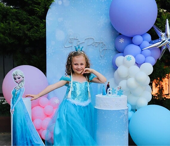 Kız çocuk mavi Elsa Frozen kostüm